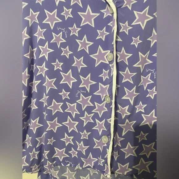 Vera Wang short sleeve notch pajama & pajama culotte pants set in Amethyst star - Picture 3 of 11